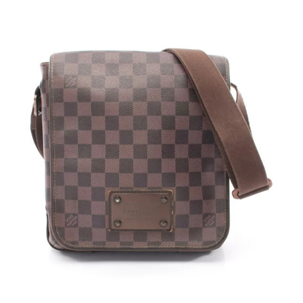 Louis Vuitton Brooklyn Shoulder Bag Canvas Leather Damier Brown